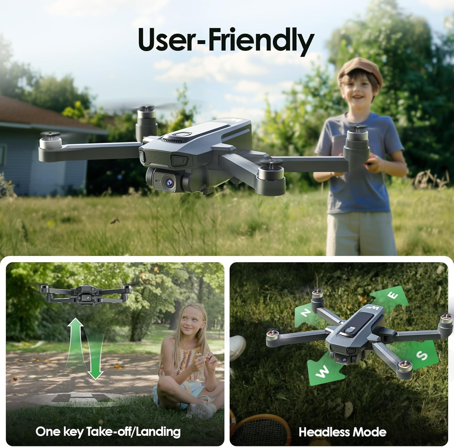 Drone with Camera for Kids 1080P FPV Drones for Beginners with 5G Transmission, WeFone WF20 Foldable RC Quadcopter Small Dron Toys, Brushless Motor, Altitude Hold, 3D Flips, 2 Batteries · v4