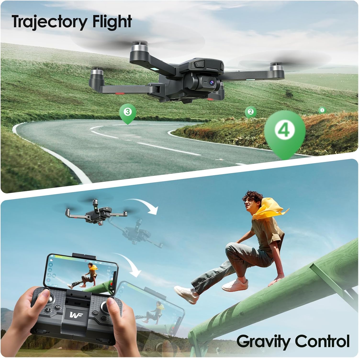 Drone with Camera for Kids 1080P FPV Drones for Beginners with 5G Transmission, WeFone WF20 Foldable RC Quadcopter Small Dron Toys, Brushless Motor, Altitude Hold, 3D Flips, 2 Batteries · v4