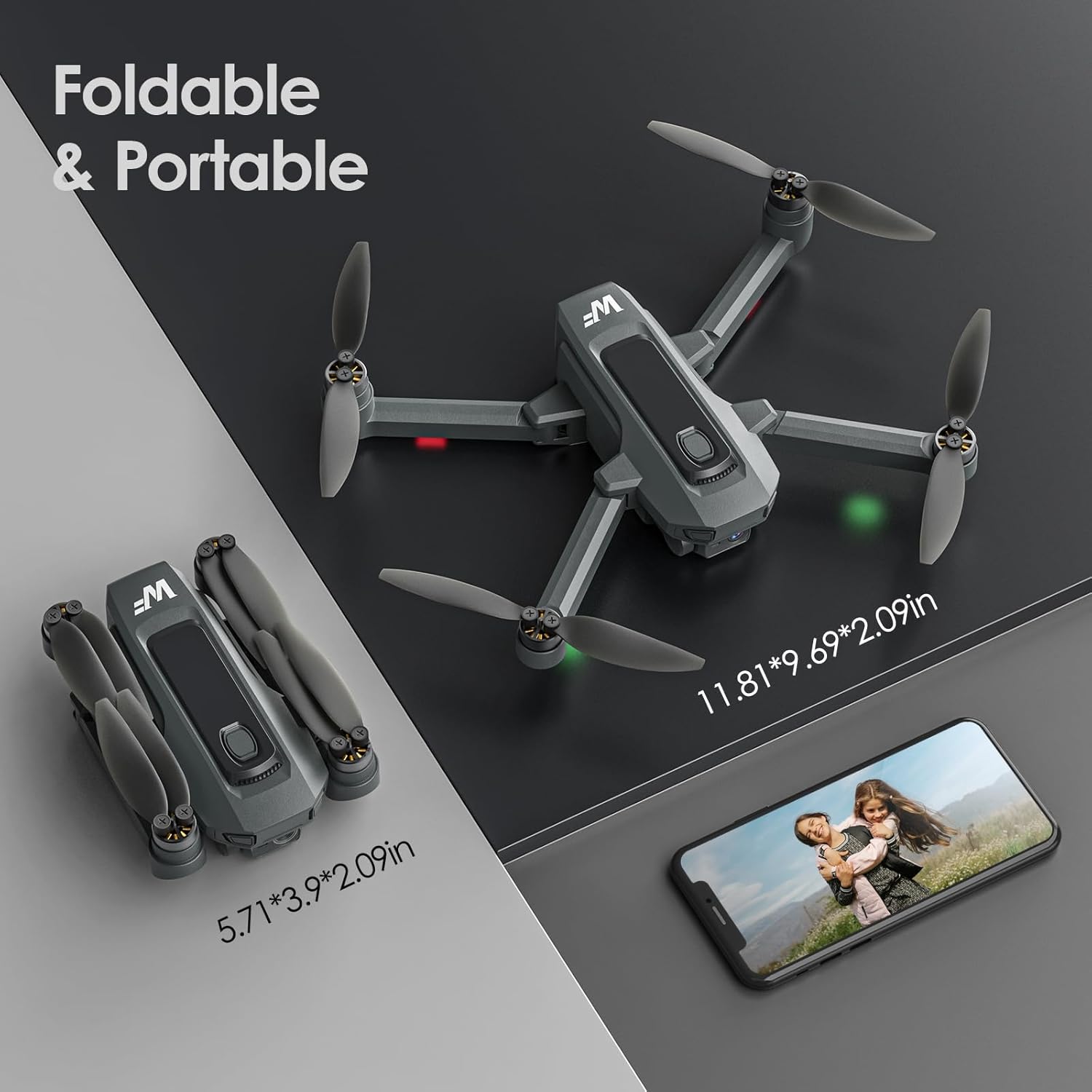 Drone with Camera for Kids 1080P FPV Drones for Beginners with 5G Transmission, WeFone WF20 Foldable RC Quadcopter Small Dron Toys, Brushless Motor, Altitude Hold, 3D Flips, 2 Batteries · v4