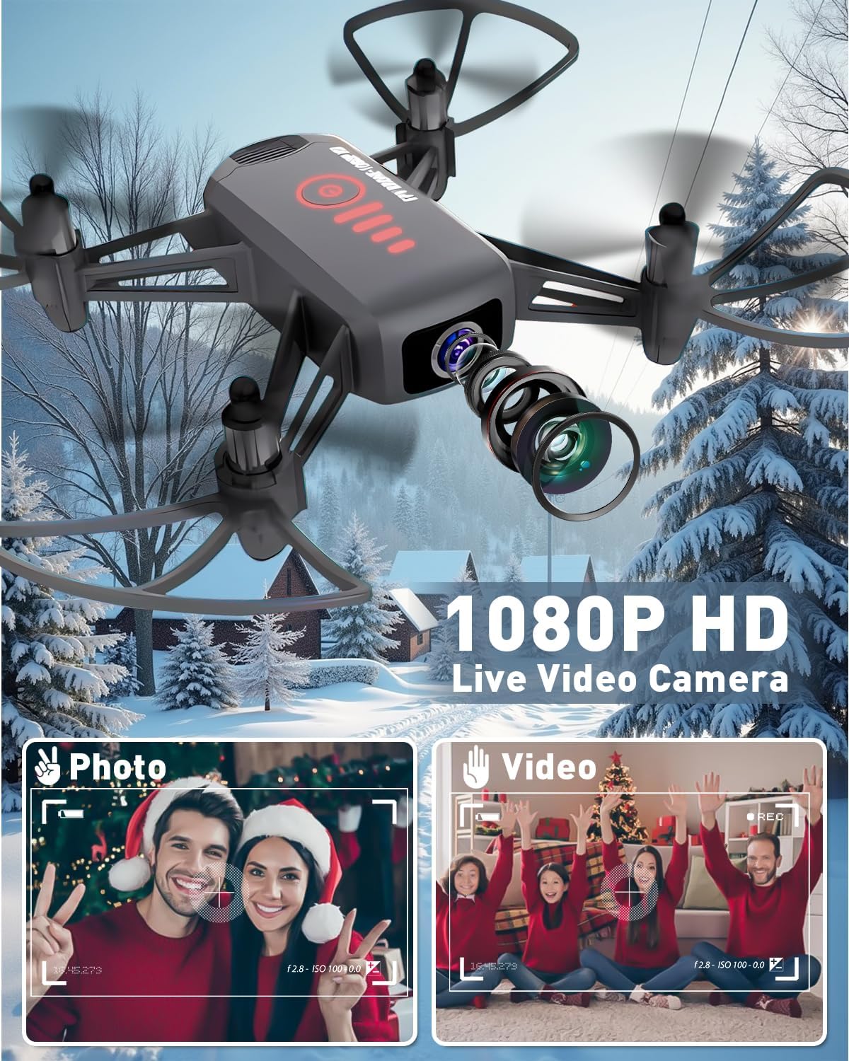 Drone with Camera, 1080P FPV Mini Drones for kids 8-12 and Adults, 2 Batteries, Altitude Hold, Headless Mode, 360°Flip, Gravity Control, Gestures Selfie, 3 Speed Mode, Drone Gift Toy for Boys Girls · v4
