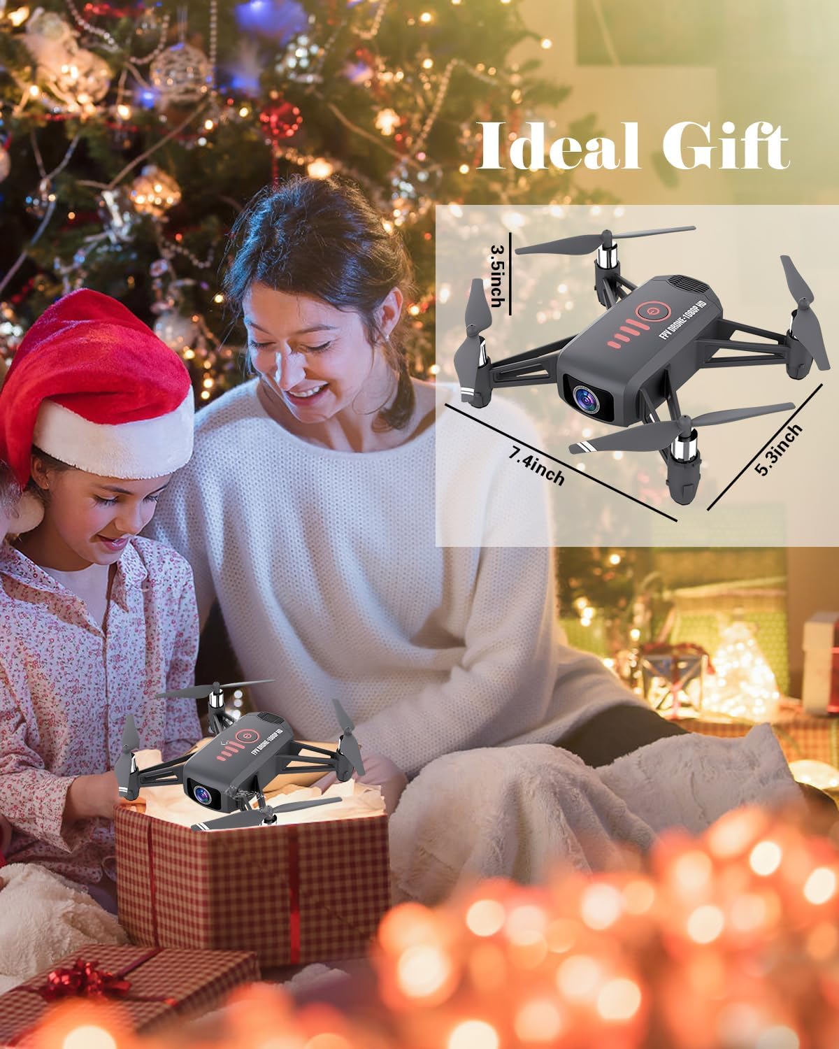 Drone with Camera, 1080P FPV Mini Drones for kids 8-12 and Adults, 2 Batteries, Altitude Hold, Headless Mode, 360°Flip, Gravity Control, Gestures Selfie, 3 Speed Mode, Drone Gift Toy for Boys Girls · v4