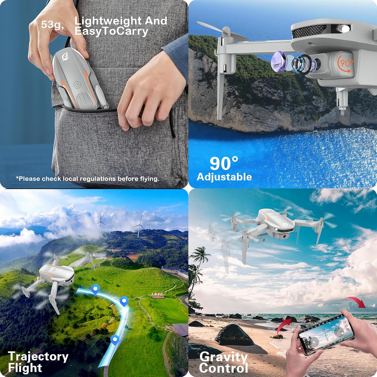 Mini Drone with Camera,1080P HD FPV Foldable Drones for Kids,Adults,Gesture Control, Stable Altitude Hold, One Key Take Off/Land, 3D Flips, Waypoints Fly, Gravity Control, Kids Drone,2 Batteries · v4