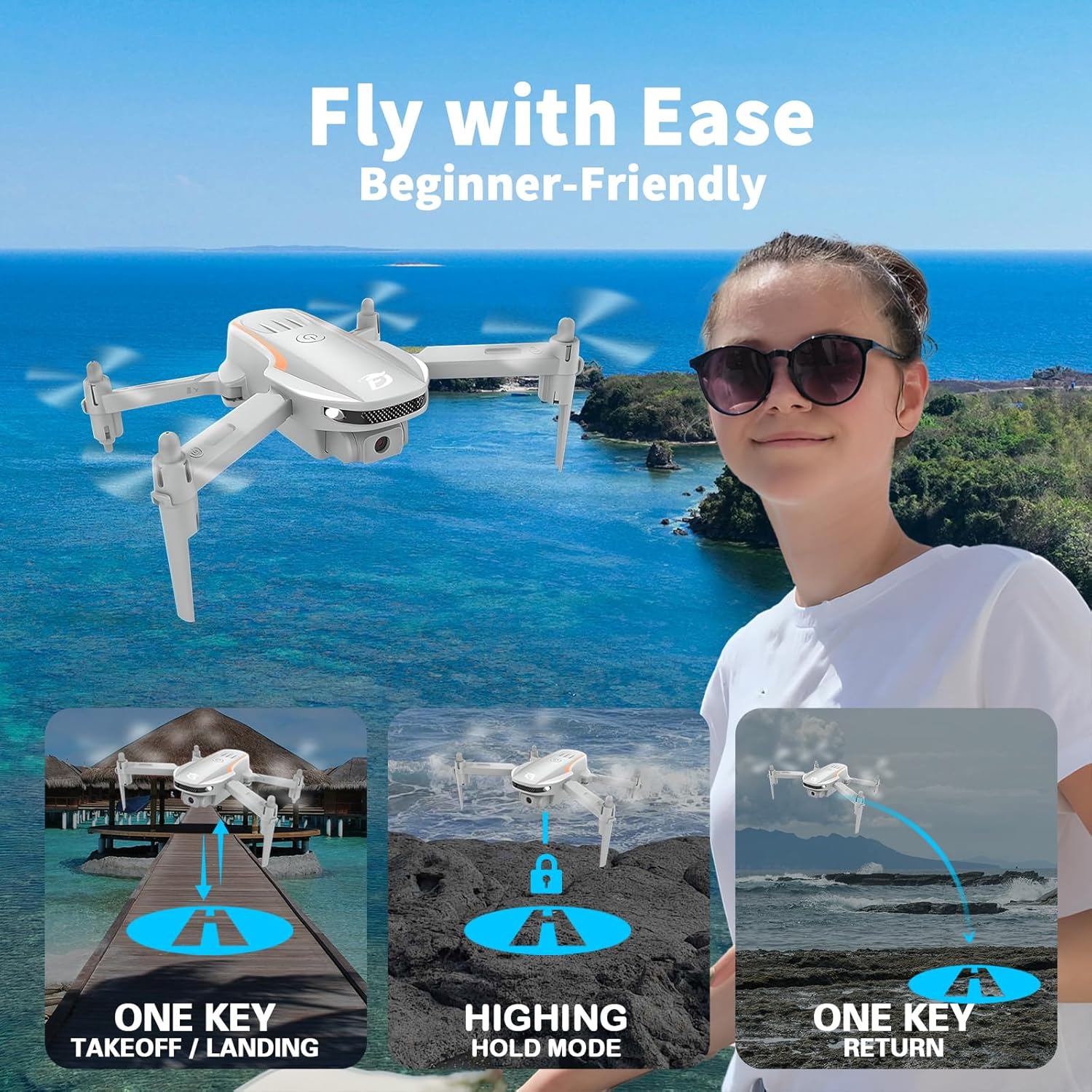 Mini Drone with Camera,1080P HD FPV Foldable Drones for Kids,Adults,Gesture Control, Stable Altitude Hold, One Key Take Off/Land, 3D Flips, Waypoints Fly, Gravity Control, Kids Drone,2 Batteries · v4