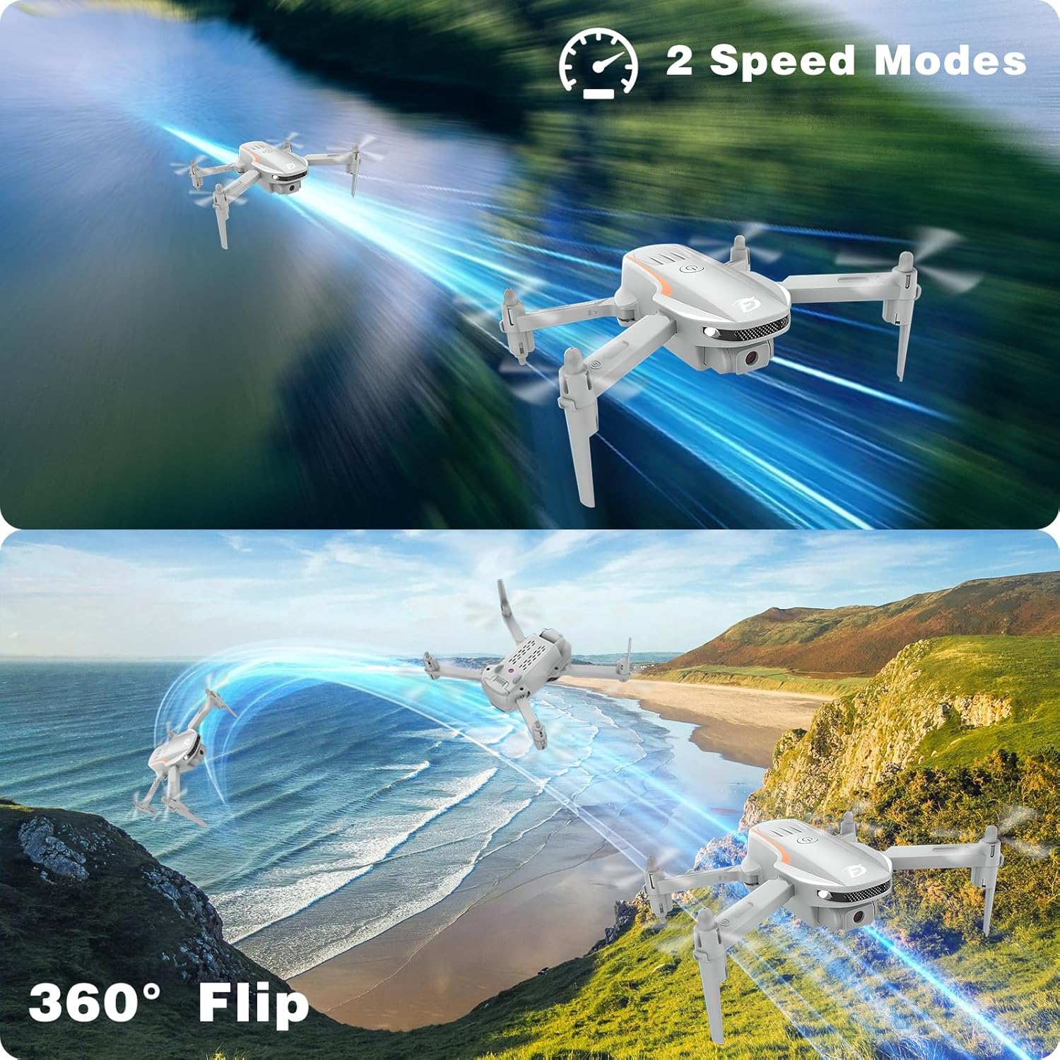 Mini Drone with Camera,1080P HD FPV Foldable Drones for Kids,Adults,Gesture Control, Stable Altitude Hold, One Key Take Off/Land, 3D Flips, Waypoints Fly, Gravity Control, Kids Drone,2 Batteries · v4