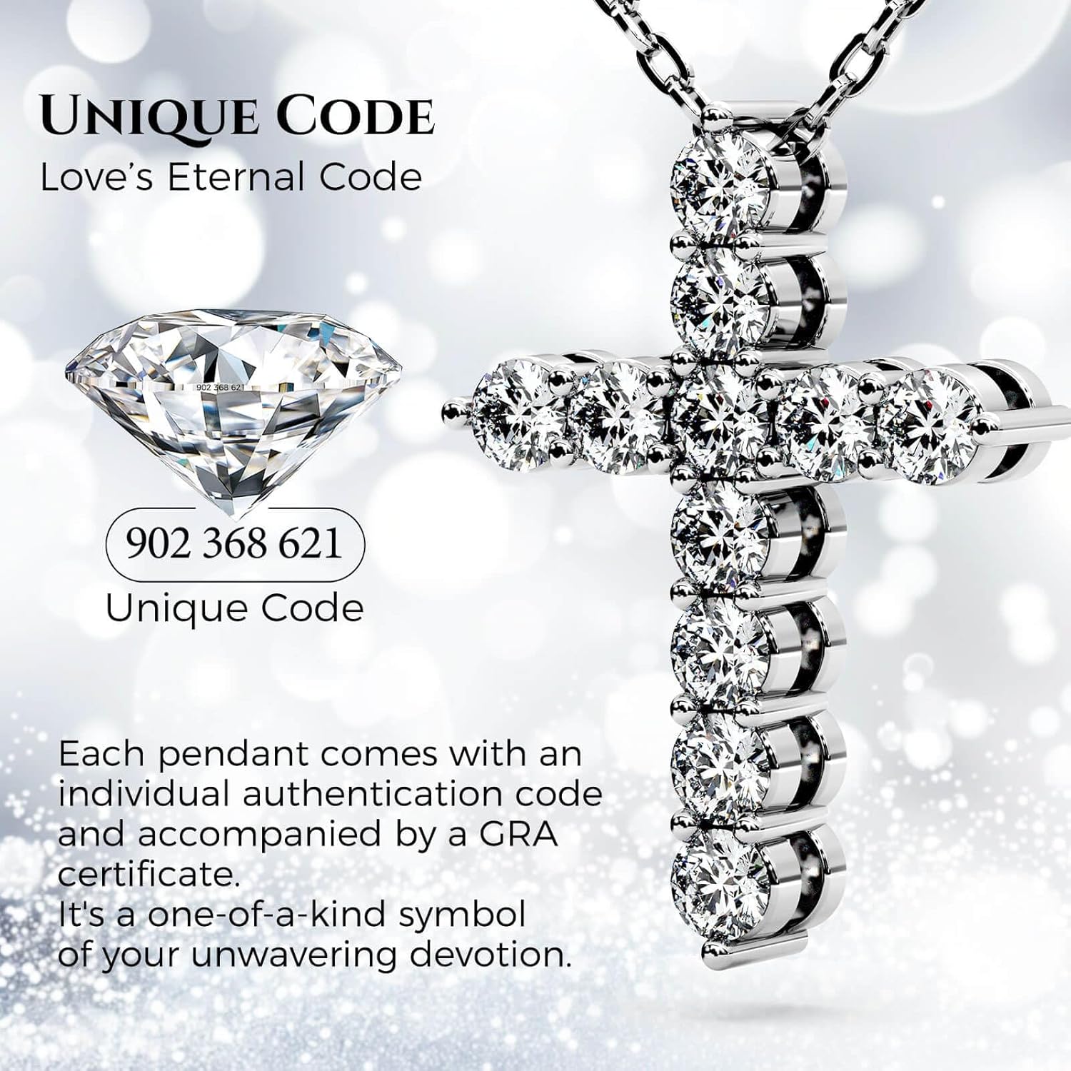 Moissanite Cross Necklace for Women Faith Pendant Christian Gifts Rodium Sterling Silver Jewelry for Her Wife Daughter Granddaughter Mom Grandma Anniversary Christmas Birthday Mothers Day