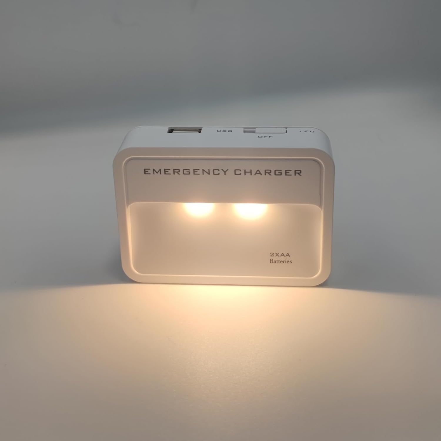 Battery Operated Phone Charger Emergency Hold on Wall USB Battery Powered Power Bank Portable 2 AA Batteries Powered Outlet (White) · v2