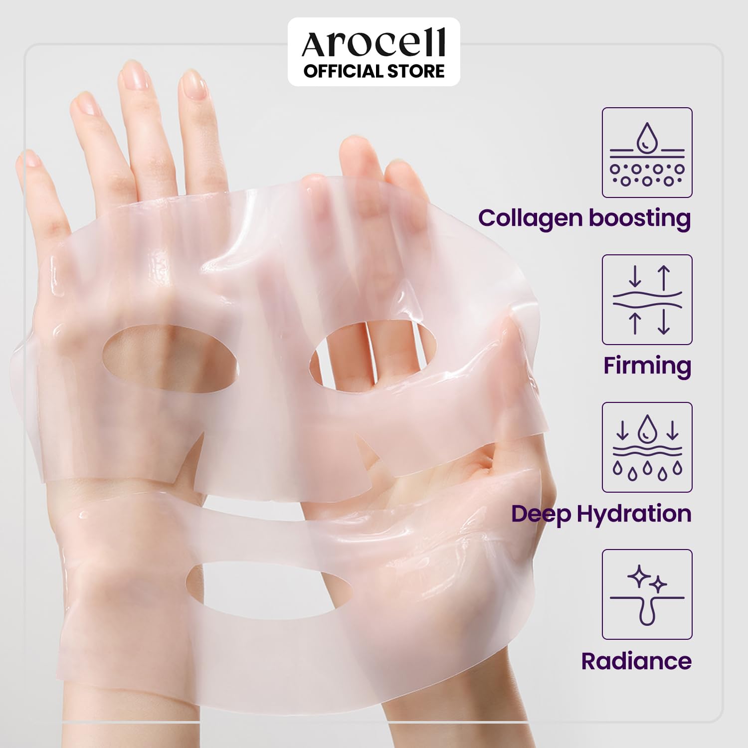 AROCELL Super Collagen Mask 4 Facial Sheet Dual Matrix Hydrogel Masks with Low Molecular Weight Collagen for Elasticity Hydrating Anti-Aging Cooling Korean Skincare, 43g x 4ea · v3