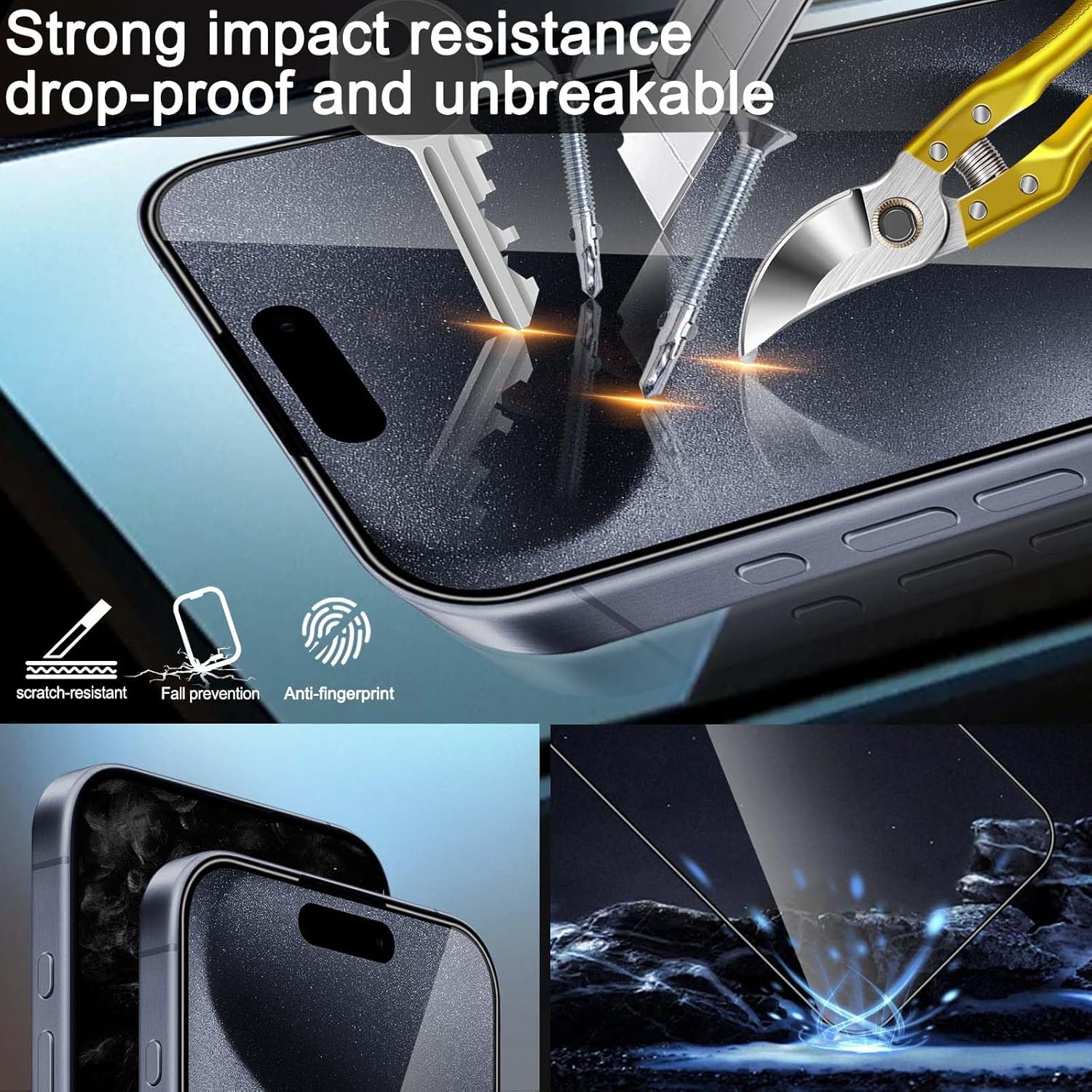 Glass Screen Protector for iPhone 15 Pro Max 6.7 inch[2 Pack][Easy Installation],with 2 Camera Lens Protectors,HD Clear Full Screen Tempered Glass,Case Friendly · v2