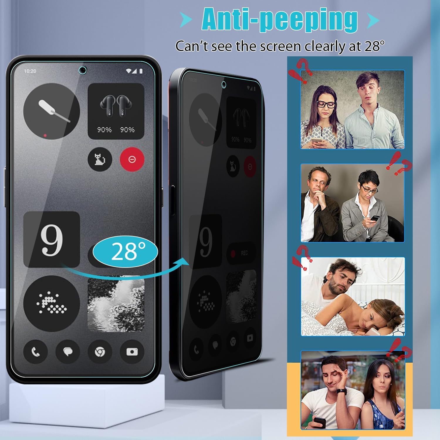 2-Pack Nothing CMF Phone 1 Privacy Ochraniacz ekranu ze szkła hartowanego, odporna na odblaski twardość 9H [dotyk 3D] [przyjazny dla obudowy] [zapobiegający zarysowaniom] [przeciw odciskom palca] Bez bąbelków