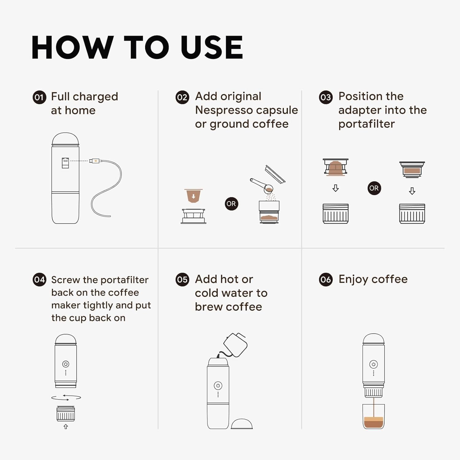 Rich Crema Portable Electric Espresso Coffee Maker, Travel Car Hiking, Fast self-heating 2 IN 1 Extraction System Espresso Machine, Support Ground Coffee and NS capsule, ME2218 (Green) · v9