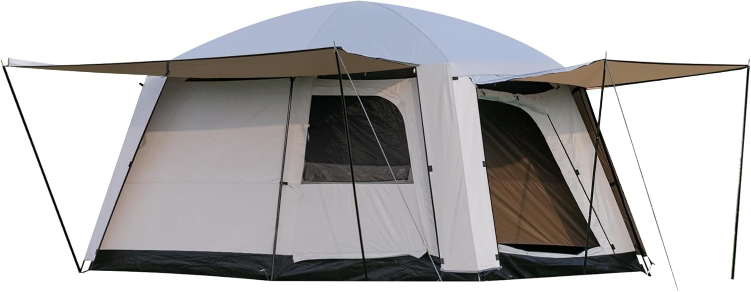 4-6 Person Camping Tent, Large Family Cabin Tents with Porch  Rainfly, Double Layer Waterproof Glamping Tent with 2 Rooms 2 Doors, Portable Big Tents for Outdoor Camping Hiking Party · v5