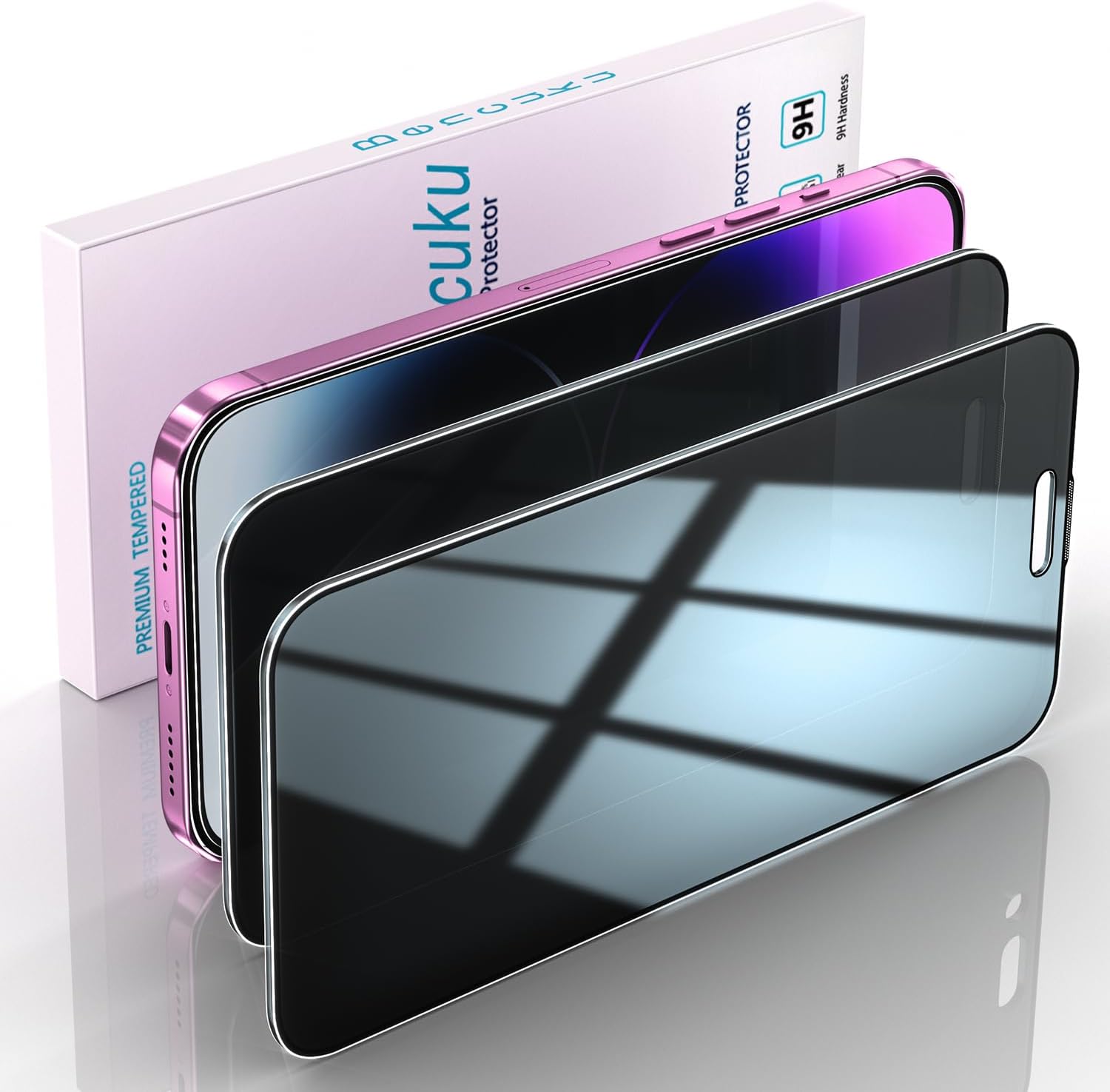 (Lot de 2) Film de protection d'écran 4 voies à 360 degrés pour iPhone 16 Plus, verre trempé anti-espion de 6,7 pouces, couverture complète, anti-rayures, sans bulles, compatible avec les coques