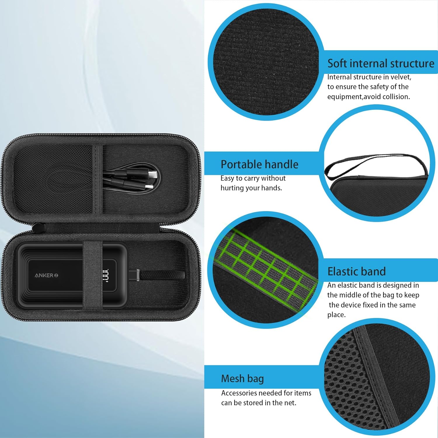 khanka Hard Travel Case Replacement for Anker Zolo Power Bank, 10,000mAh 30W Portable Charger, Case Only.(Black) · v3