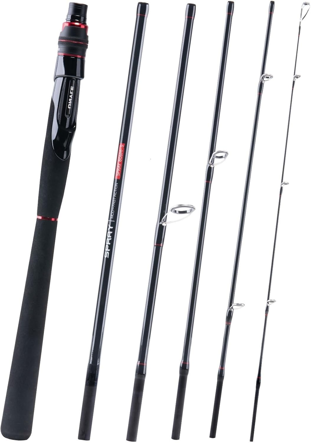Spinning  Casting Fishing Rods, 6.5/6.9/7.9ft Ultralight 24T Carbon Fiber Travel Fishing Rod, 6 Piece Portable Fishing Rod with Extra Tip Section for Saltwater Freshwater