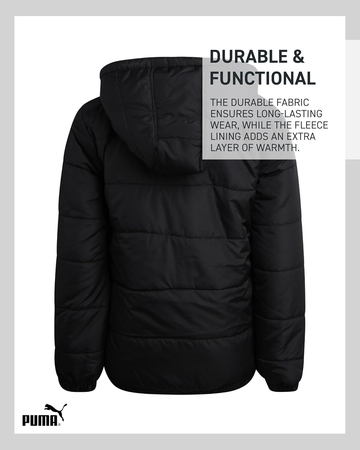 PUMA Boys Puffer Bubble Jacket - Polar Fleece Lined Outerwear Jacket for Boys (S-XL)