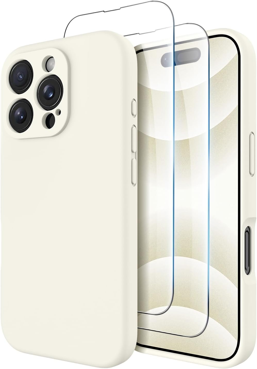 OTOFLY iPhone 16 Pro Max 케이스 호환, MagSafe 호환, iPhone 16 Pro Max용 내충격성 자석 실리콘 케이스, [군사 등급 보호] [2팩 스크린 보호 필름], 크림