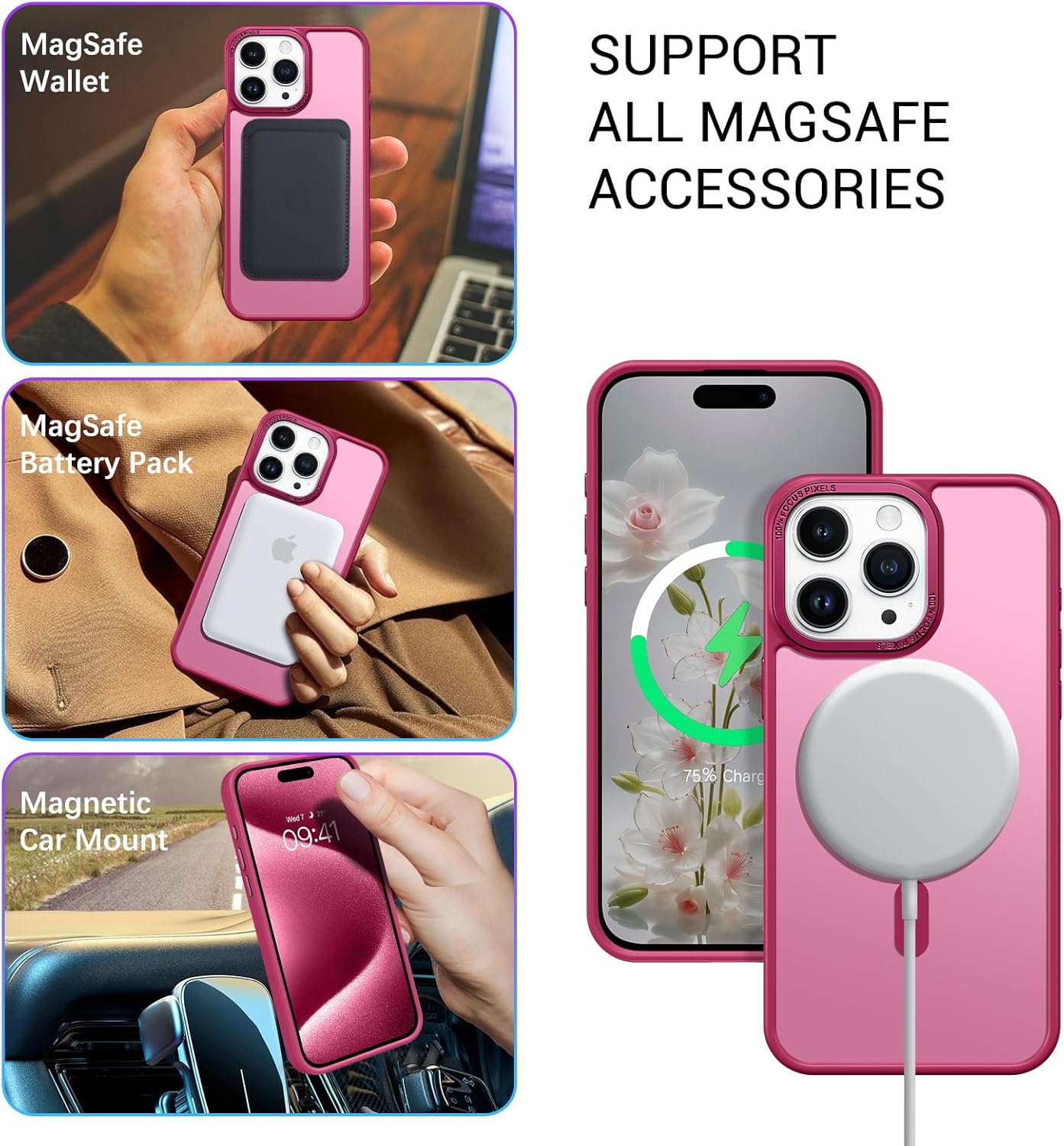 BENTOBEN für iPhone 15 Pro Handyhülle iPhone 15 Pro Magnetisch [kompatibel mit MagSafe] Transluzente, matte, schlanke, stoßfeste Anti-Fingerabdruck-Schutzhülle für iPhone 15 Pro 6.1“ Light Plum