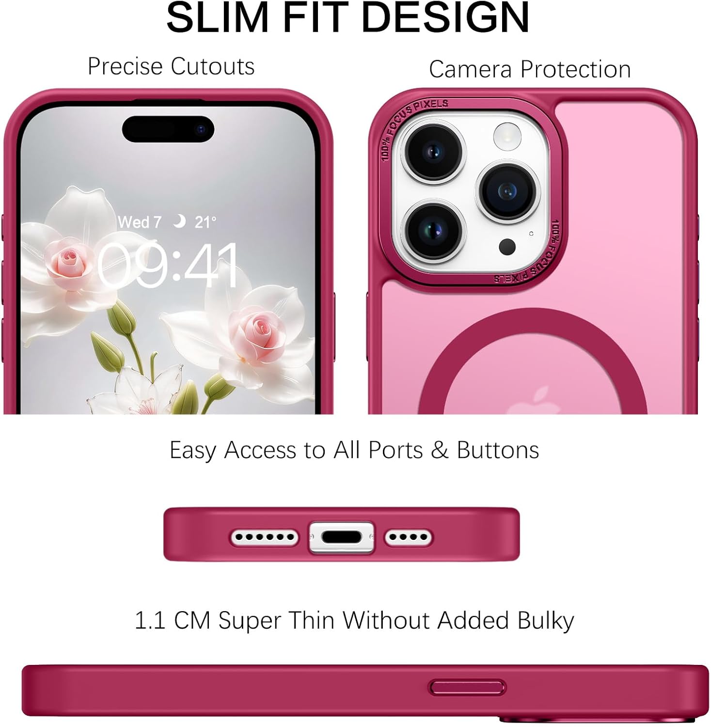 BENTOBEN für iPhone 15 Pro Handyhülle iPhone 15 Pro Magnetisch [kompatibel mit MagSafe] Transluzente, matte, schlanke, stoßfeste Anti-Fingerabdruck-Schutzhülle für iPhone 15 Pro 6.1“ Light Plum