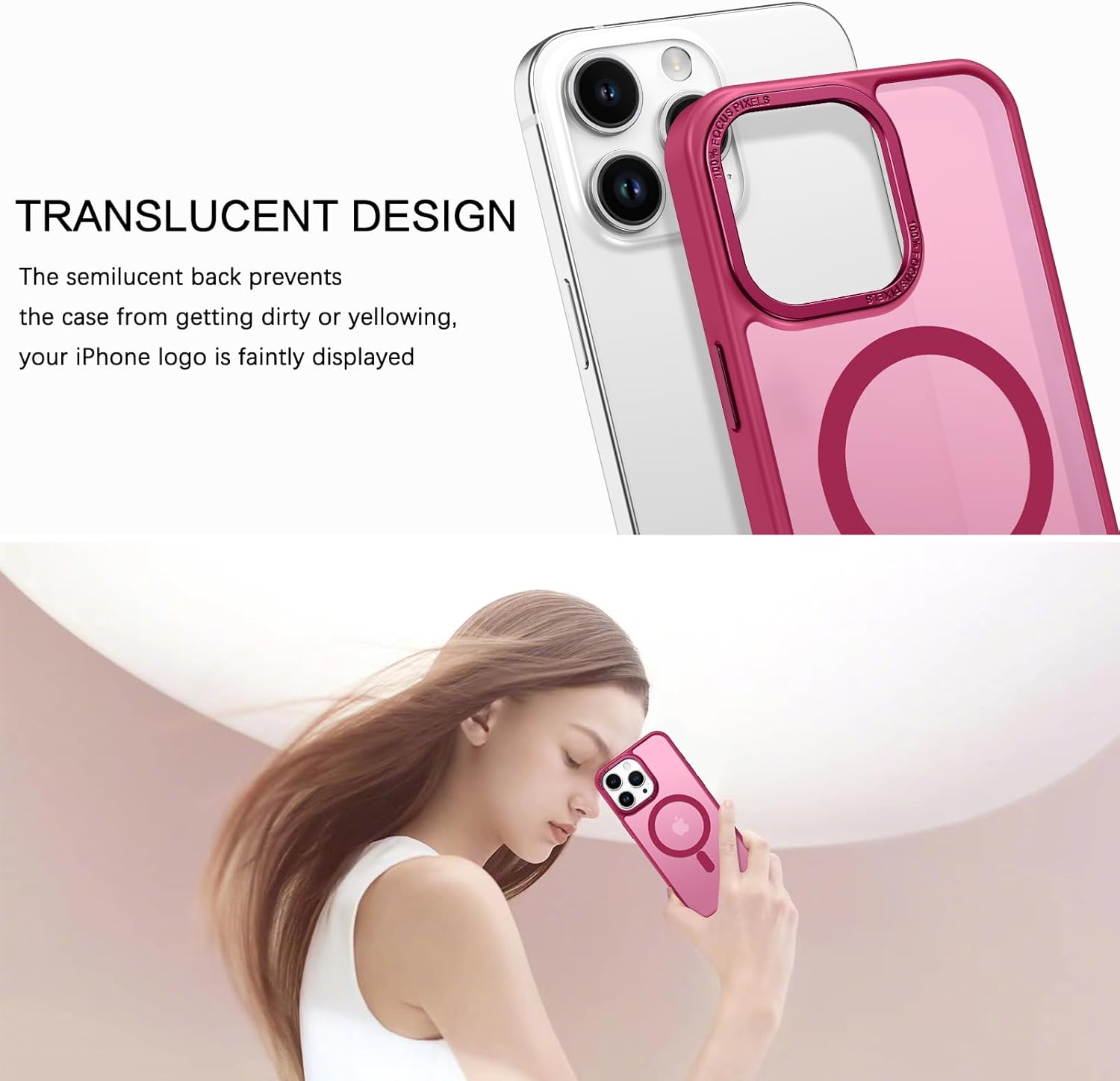 BENTOBEN für iPhone 15 Pro Handyhülle iPhone 15 Pro Magnetisch [kompatibel mit MagSafe] Transluzente, matte, schlanke, stoßfeste Anti-Fingerabdruck-Schutzhülle für iPhone 15 Pro 6.1“ Light Plum