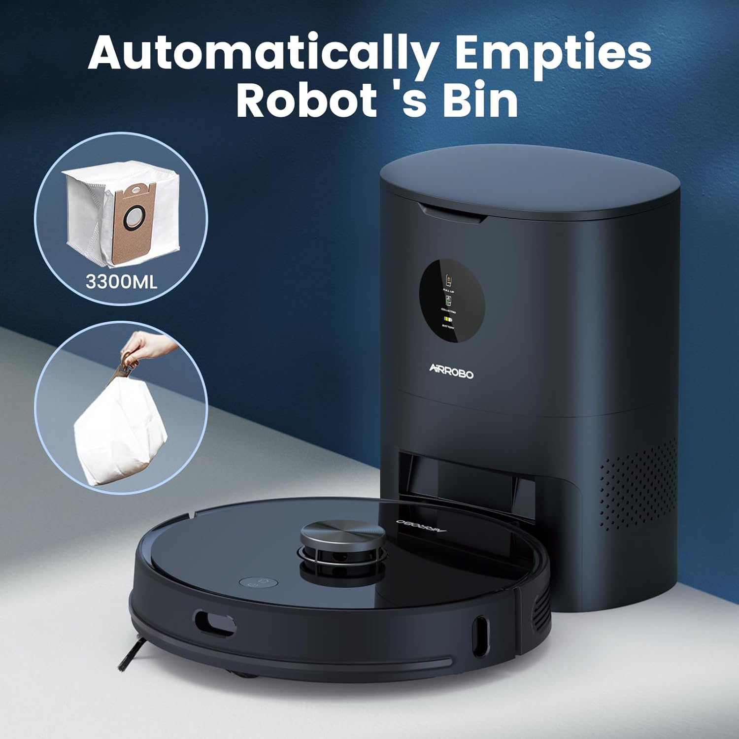Robot aspirateur laveur AIRROBO avec système de navigation laser à vide automatique, aspiration de 2 700 Pa, contrôle par application, autonomie de 250 minutes, compatible avec l'assistant Alexa et Google