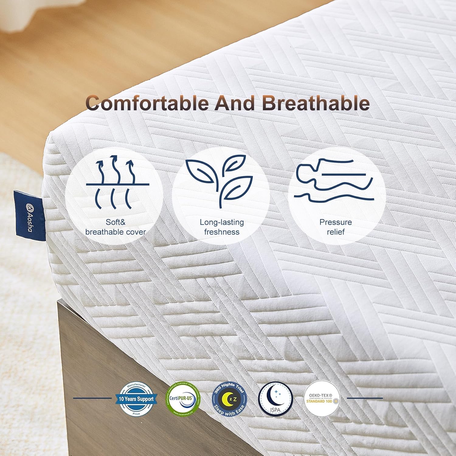 Full Size Mattress, 6/8/10/12 inch Memory Foam Mattress Medium Firm Mattresses for Cool Sleep Relieving Pressure Relief CertiPUR-US Certified Mattress for Adult in a Box(10 inch,Full) · v2