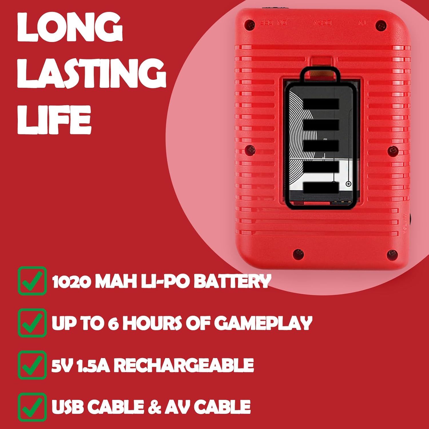 Console di gioco portatile retrò, sistema di gioco portatile con 500 giochi classici, schermo 3.0, batteria ricaricabile integrata da 1020 mAh, modalità due giocatori, ideale per bambini e adulti