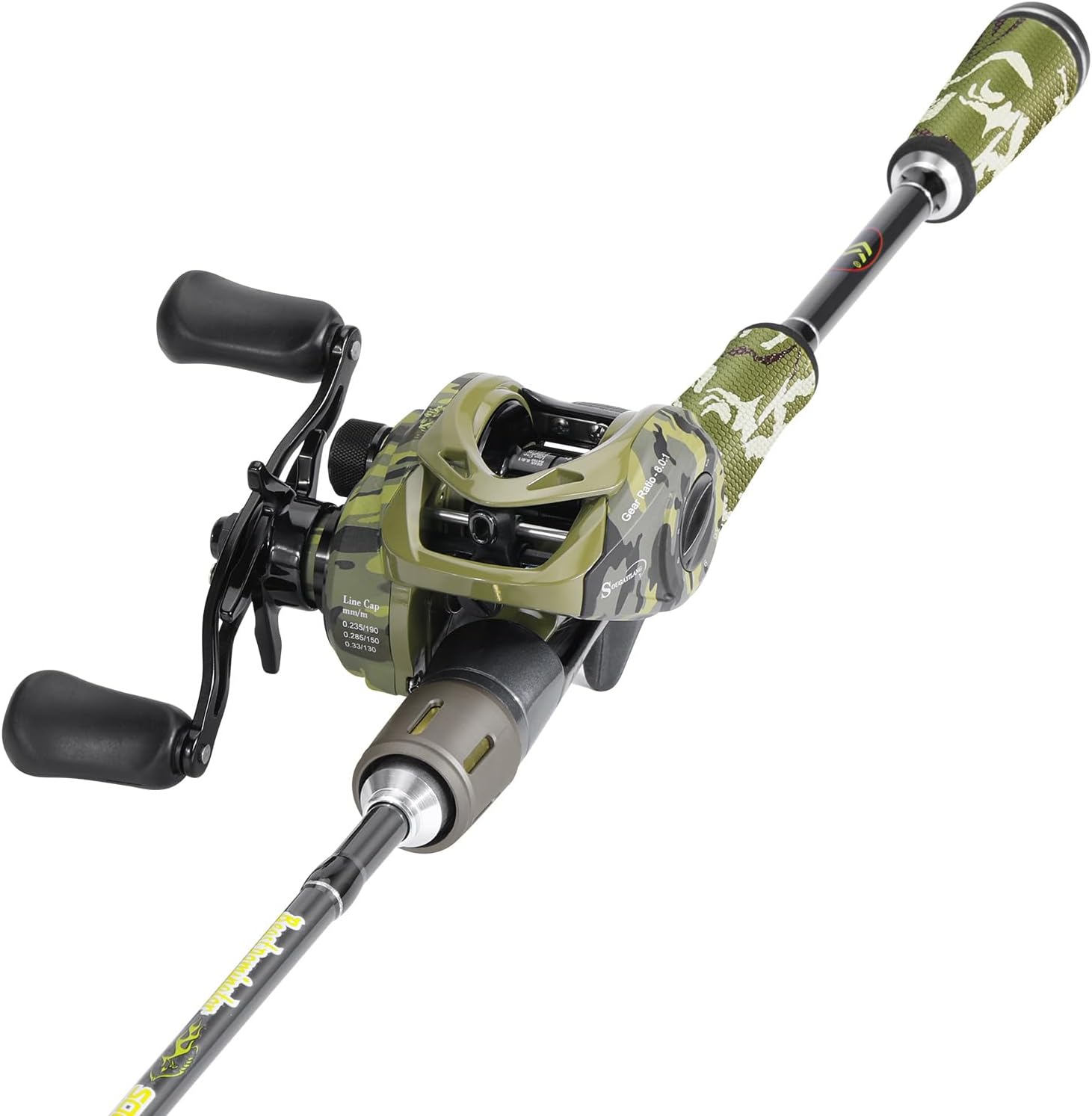 Sougayilang Baitcaster Combo, 30Ton 24Ton Graphite 2-Piece Blanks Casting Fishing Rod,SuperPolymer Handle,“S” Style Hook Keeper with Camo Baitcasting Reel · v3