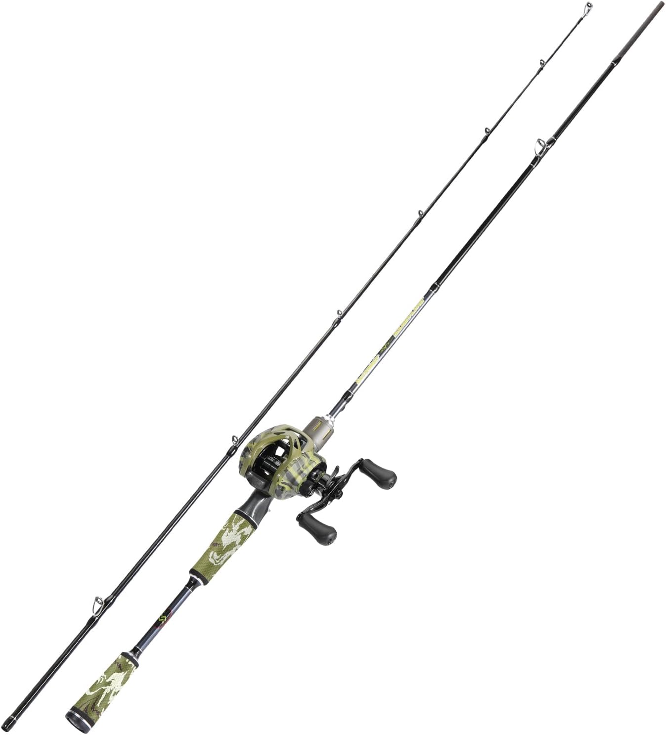 Sougayilang Baitcaster Combo, 30Ton 24Ton Graphite 2-Piece Blanks Casting Fishing Rod,SuperPolymer Handle,“S” Style Hook Keeper with Camo Baitcasting Reel · v3