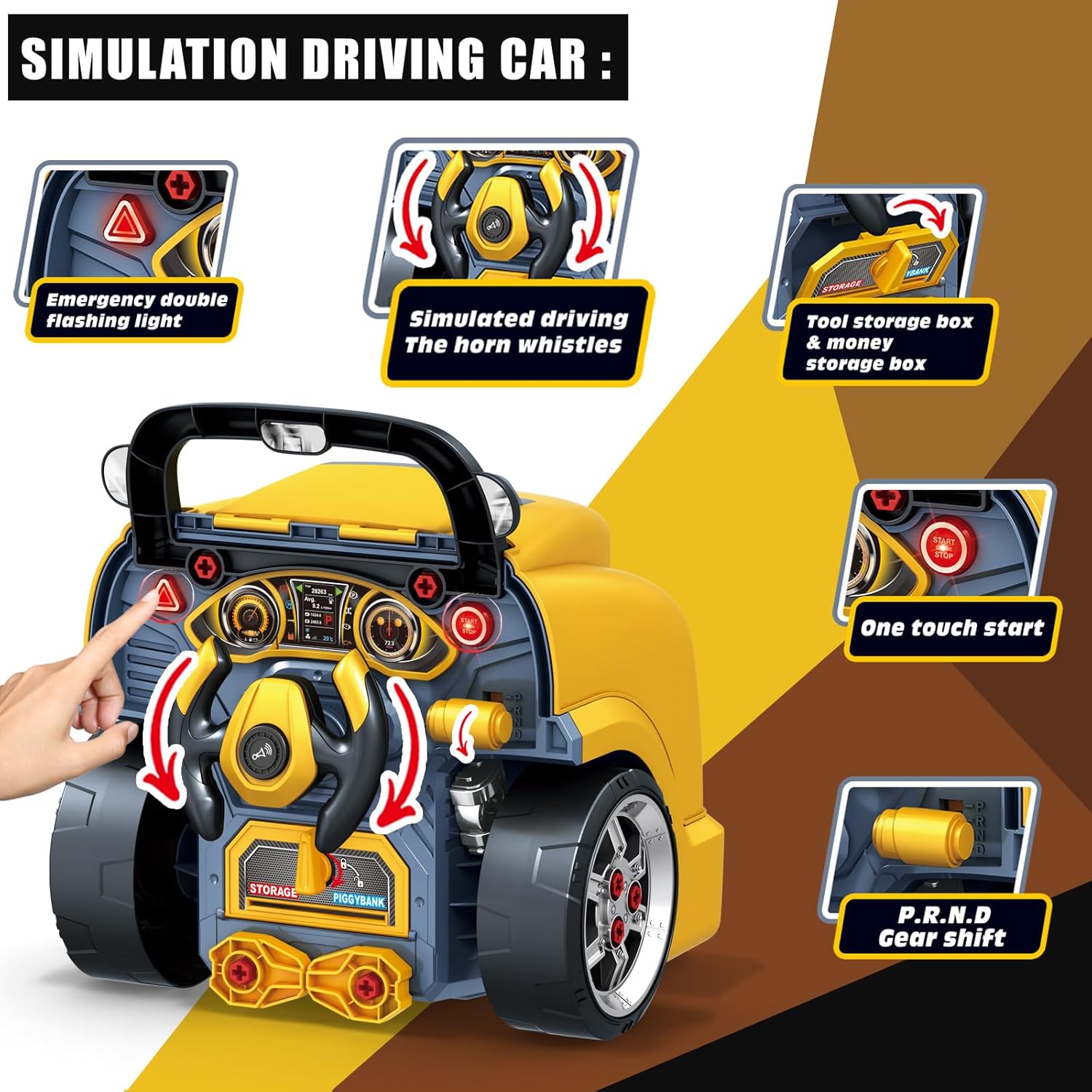 MUGEYMYD Large Truck Engine Toy for Kids 3-5, Take Apart Motor Vehicle Pretend Play Car with Light and Sound, Kids Mechanic Workshop Set, Toy Engine Building Kit for Toddlers. · v5