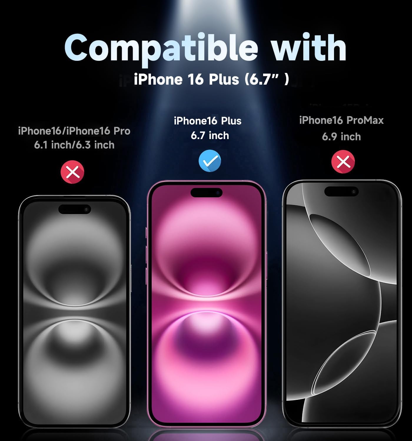 MAGIC JOHN 2er-Pack für iPhone 16 Plus, 6,7 Zoll Displayschutz aus gehärtetem Glas, automatische Staubentfernung, blasenfrei, einfache Installation