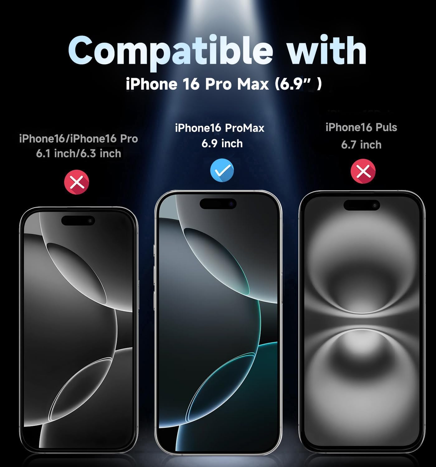 MAGIC JOHN Displayschutz aus gehärtetem Glas für iPhone 16 Pro Max, 6,9 Zoll, automatische Staubentfernung, blasenfrei, einfache Installation, HD-klar, 2er-Pack