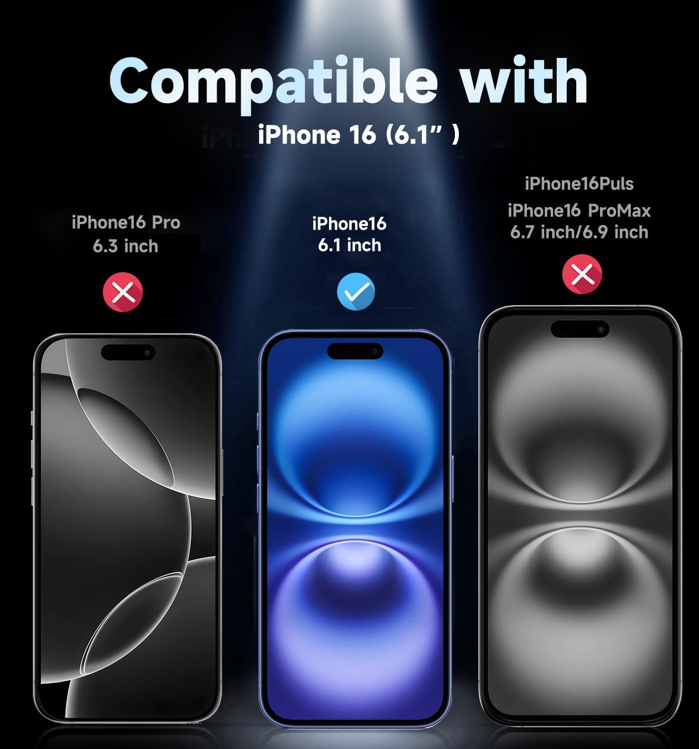 MAGIC JOHN 2 Pack for iPhone 16 (6.1) inch Tempered Glass Screen Protector, Auto Dust-Elimination, Bubble Free, Easy Installation, HD Clear