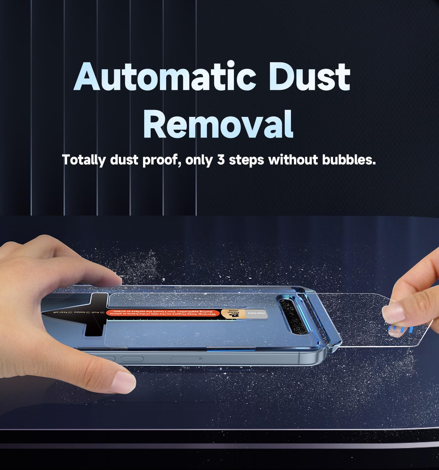 MAGIC JOHN Displayschutz aus gehärtetem Glas für iPhone 16 Pro Max, 6,9 Zoll, Sichtschutz, automatische Staubentfernung, blasenfrei, einfache Montage