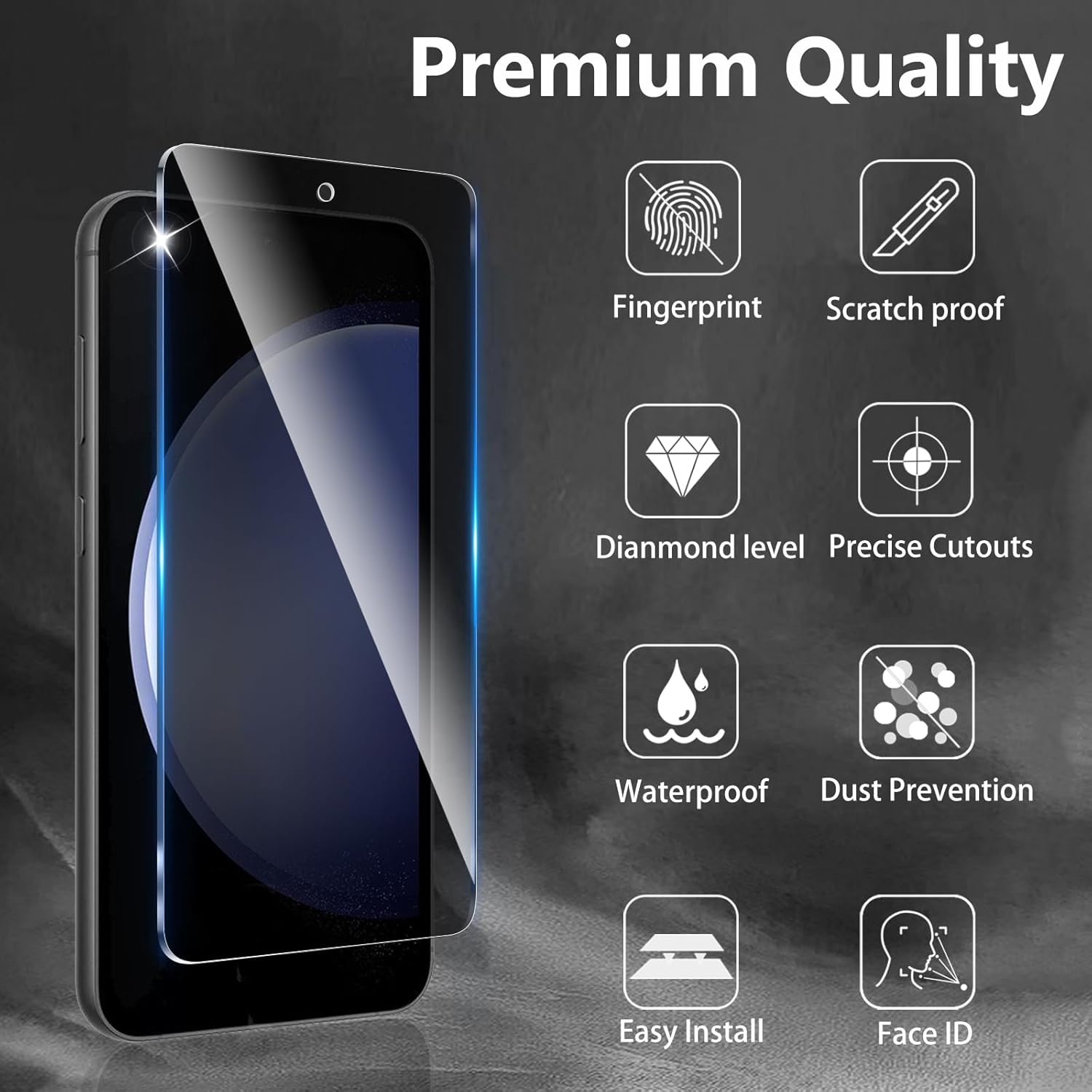 Lot de 2 films de protection d'écran conçus pour le Samsung Galaxy S23 FE avec lot de 2 protecteurs d'objectif d'appareil photo, film en verre trempé anti-espionnage à couverture complète, dureté 9H, sans bulles, facile à installer