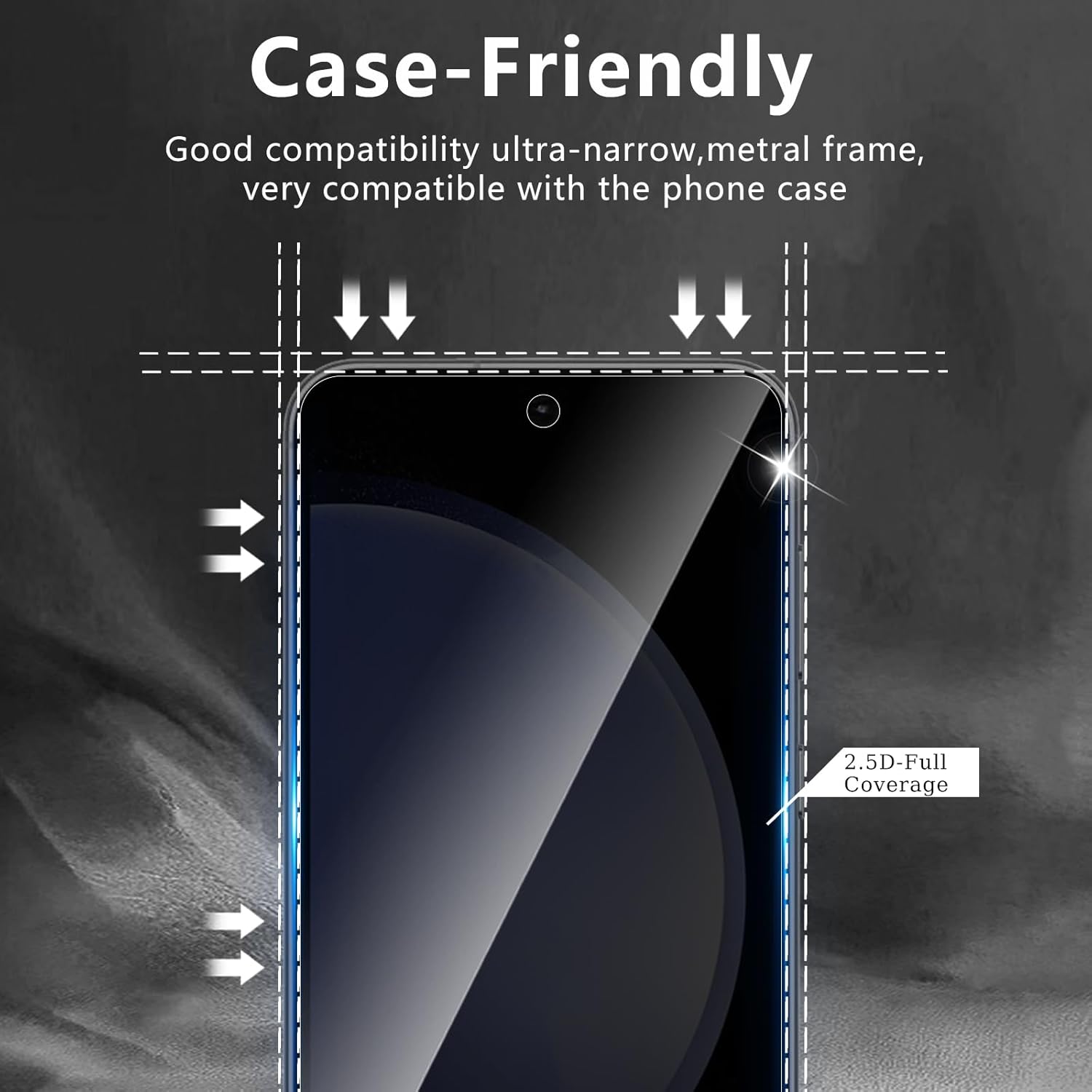 Lot de 2 films de protection d'écran conçus pour le Samsung Galaxy S23 FE avec lot de 2 protecteurs d'objectif d'appareil photo, film en verre trempé anti-espionnage à couverture complète, dureté 9H, sans bulles, facile à installer