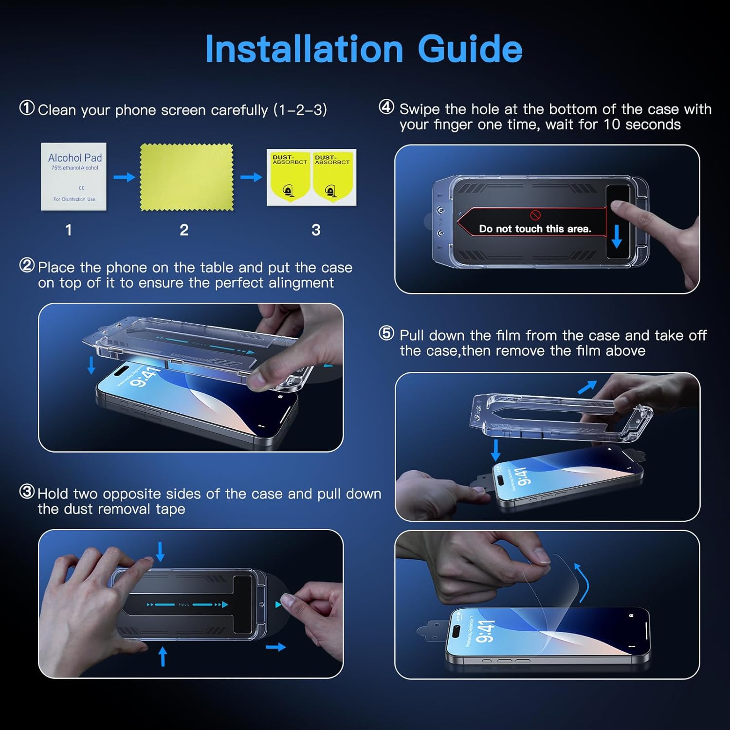 Protecteur d'écran Uyiton pour iPhone 13 Pro Max/14 Plus (anti-lumière bleue) - [Facile à installer] Couverture intégrale incassable [Compatible avec les coques] Protecteur d'écran en verre trempé 9H pour iPhone 13 Pro Max/14 Plus, lot de 2