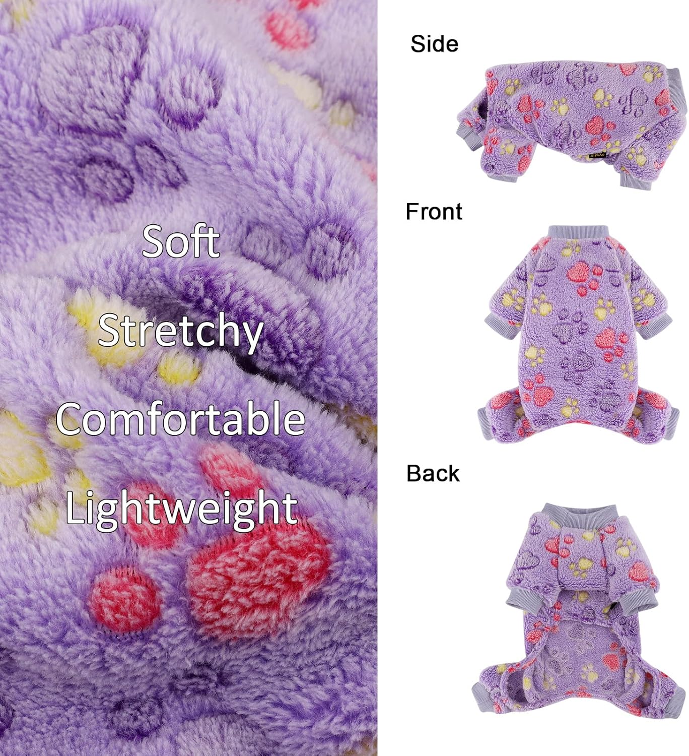 Kosiyi Dog Pajamas Fall Winter Fleece Dog Sweaters for Small Dogs Girl Boy, Lightweight Warm Paw Print Puppy Pajamas Soft Stretchable Doggie Onesies Pjs Dog Clothes Costume Pet Supplies · v5