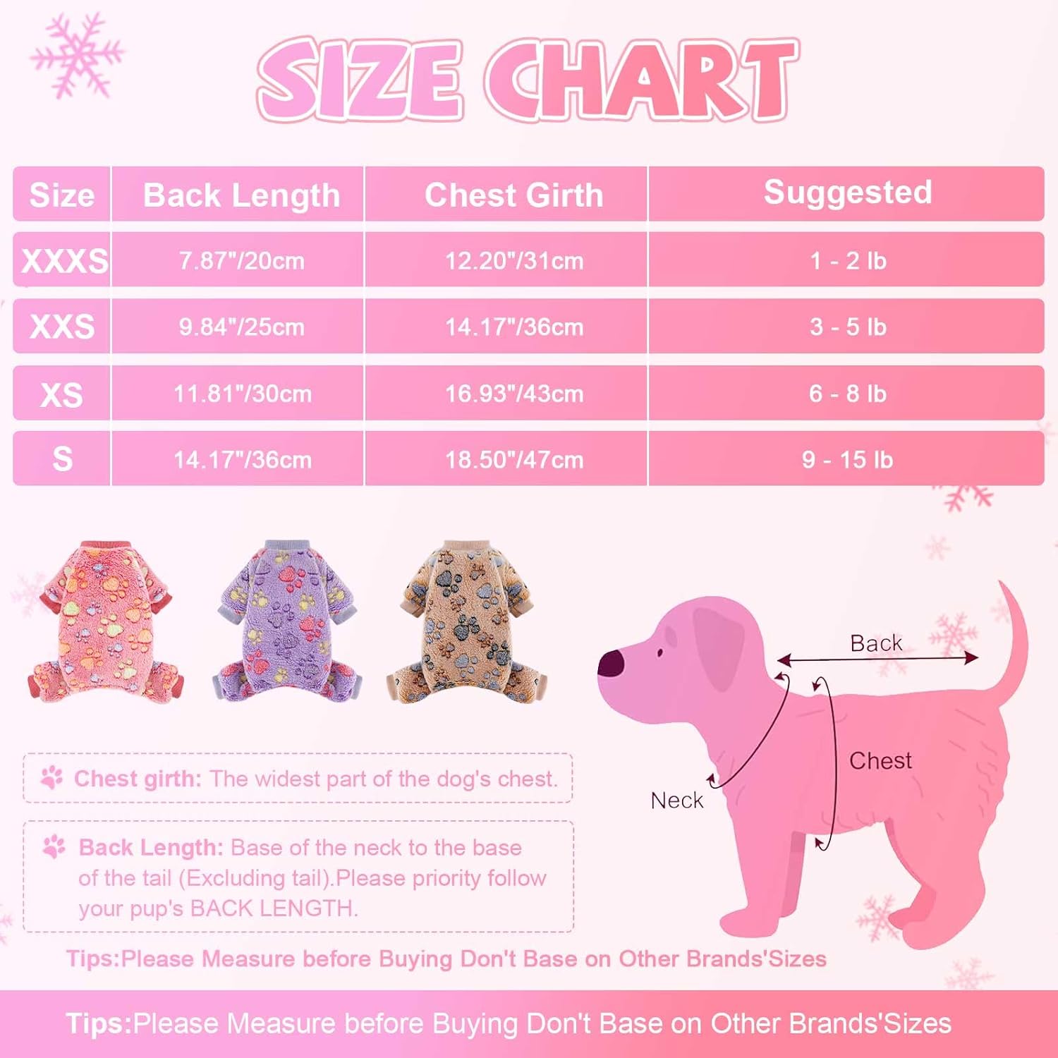 Kosiyi Dog Pajamas Fall Winter Fleece Dog Sweaters for Small Dogs Girl Boy, Lightweight Warm Paw Print Puppy Pajamas Soft Stretchable Doggie Onesies Pjs Dog Clothes Costume Pet Supplies · v5