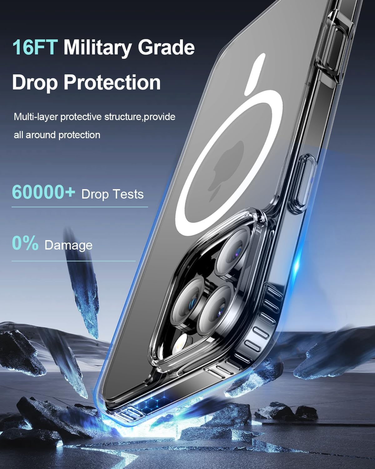 iPhone 16 Pro Max için Ultra Şeffaf Kılıf, MagSafe ile Uyumlu, [16FT Düşme Koruması] [Sararmaya Dayanıklı] iPhone 16 Pro Max için Çizilmeye Dayanıklı Manyetik İnce Telefon Kılıfı, Şeffaf