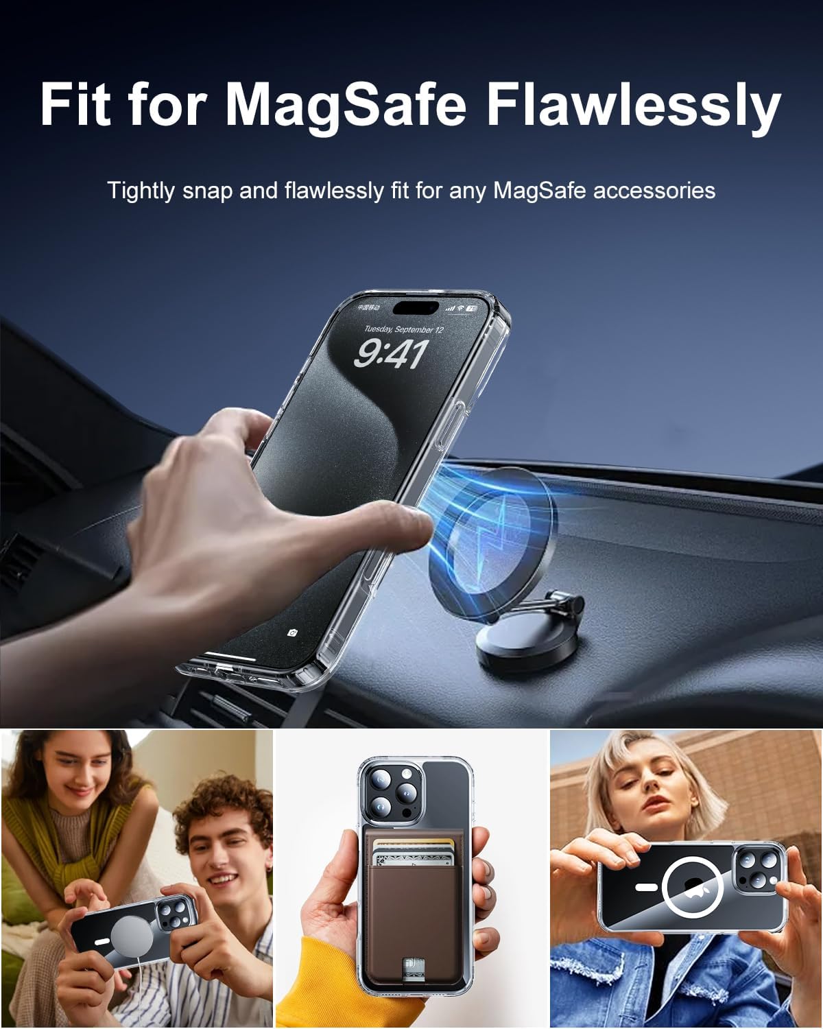 iPhone 16 Pro Max için Ultra Şeffaf Kılıf, MagSafe ile Uyumlu, [16FT Düşme Koruması] [Sararmaya Dayanıklı] iPhone 16 Pro Max için Çizilmeye Dayanıklı Manyetik İnce Telefon Kılıfı, Şeffaf