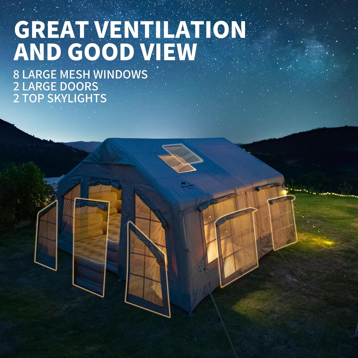 Naturehike Inflatable Tent, 4-8 Person Air Tent, 4 Season Inflatable Tents for Camping, Waterproof Windproof Inflatable House Tent for Adults, Easy Set up Inflatable Camping Tent · v2