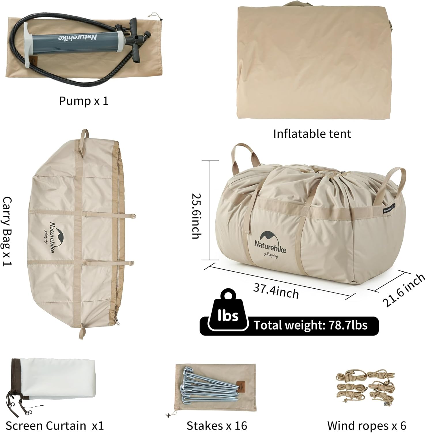 Naturehike Inflatable Tent, 4-8 Person Air Tent, 4 Season Inflatable Tents for Camping, Waterproof Windproof Inflatable House Tent for Adults, Easy Set up Inflatable Camping Tent · v2