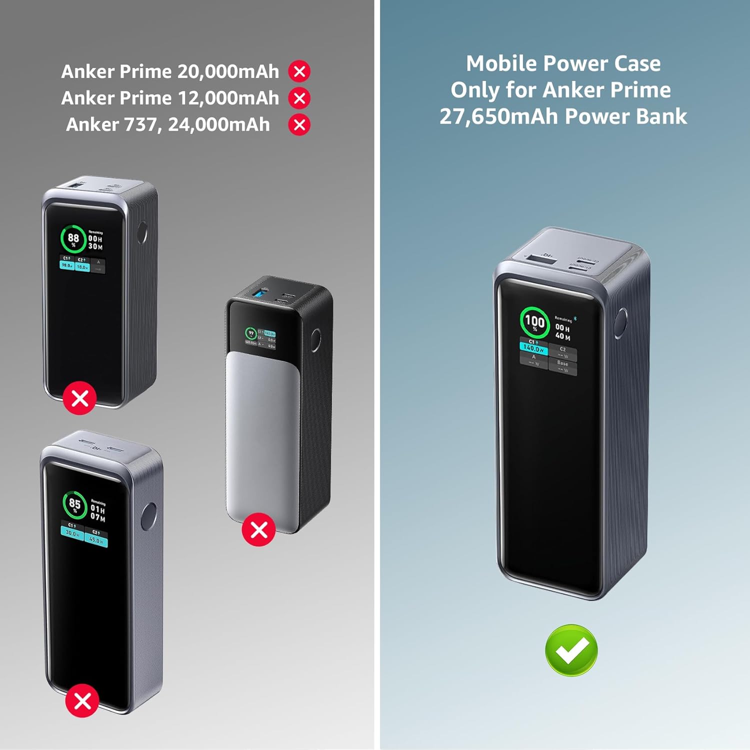 กระเป๋าใส่พาวเวอร์แบงค์ Anker Prime (27,650mAh) กระเป๋าใส่พาวเวอร์แบงค์แบบพกพาพร้อมช่องตาข่ายเสริม กระเป๋าใส่พาวเวอร์แบงค์ Anker 250W สำหรับการเดินทาง ผ้า Oxford (เฉพาะเคส)