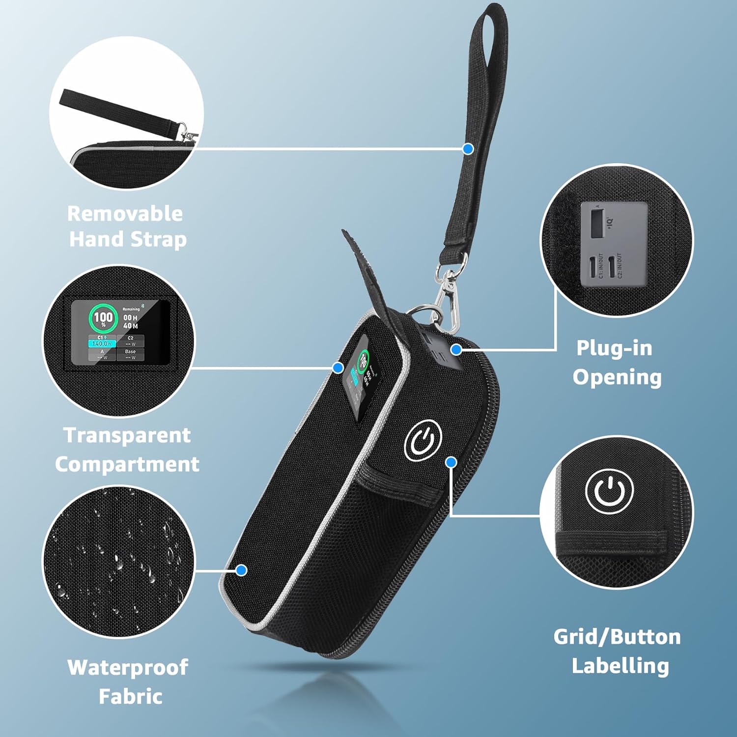 กระเป๋าใส่พาวเวอร์แบงค์ Anker Prime (27,650mAh) กระเป๋าใส่พาวเวอร์แบงค์แบบพกพาพร้อมช่องตาข่ายเสริม กระเป๋าใส่พาวเวอร์แบงค์ Anker 250W สำหรับการเดินทาง ผ้า Oxford (เฉพาะเคส)