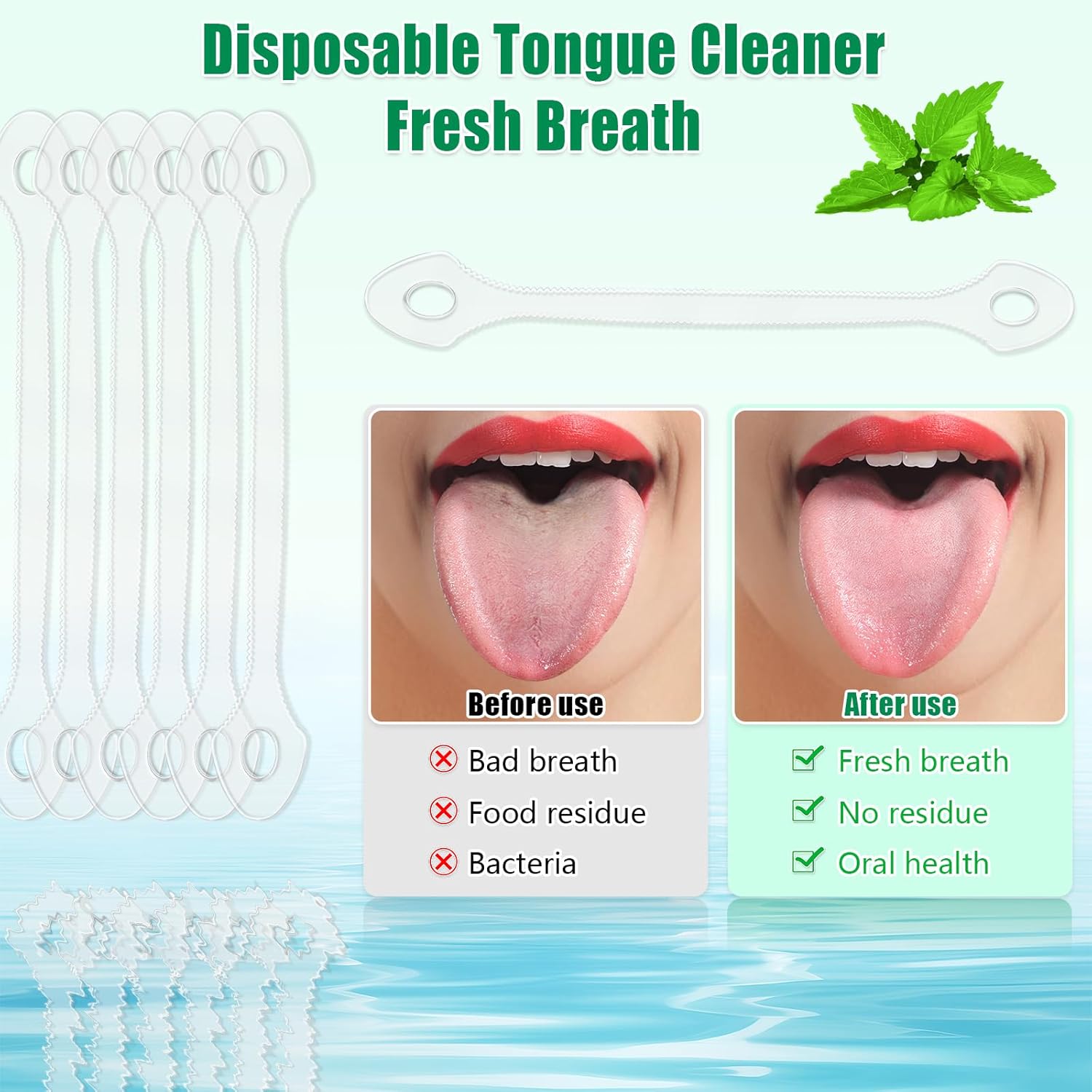 25 Count Disposable Tongue Scraper, Plastic Tongue Cleaner for Adults and Kids, Tongue Scrubber for Oral Care, Promote Fresh Breath