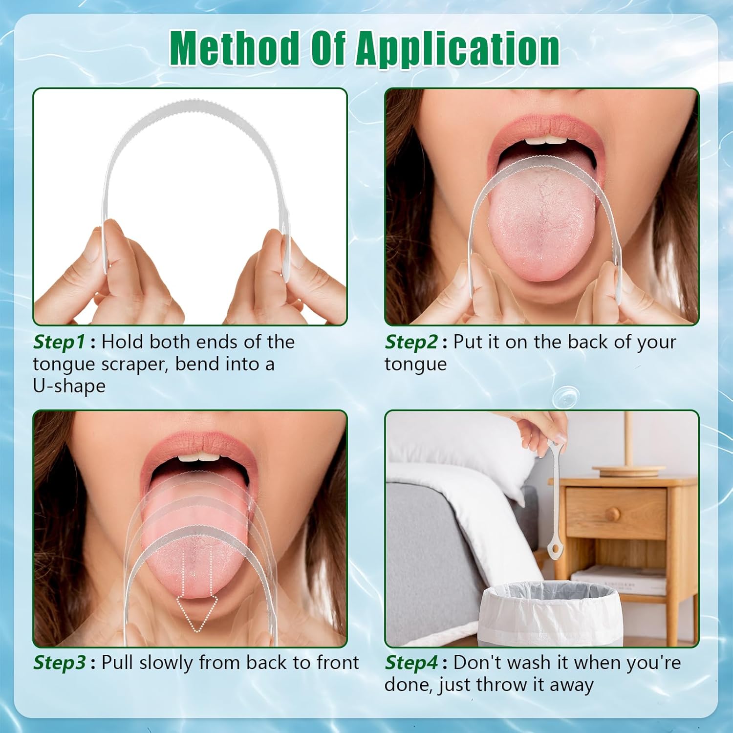 25 Count Disposable Tongue Scraper, Plastic Tongue Cleaner for Adults and Kids, Tongue Scrubber for Oral Care, Promote Fresh Breath