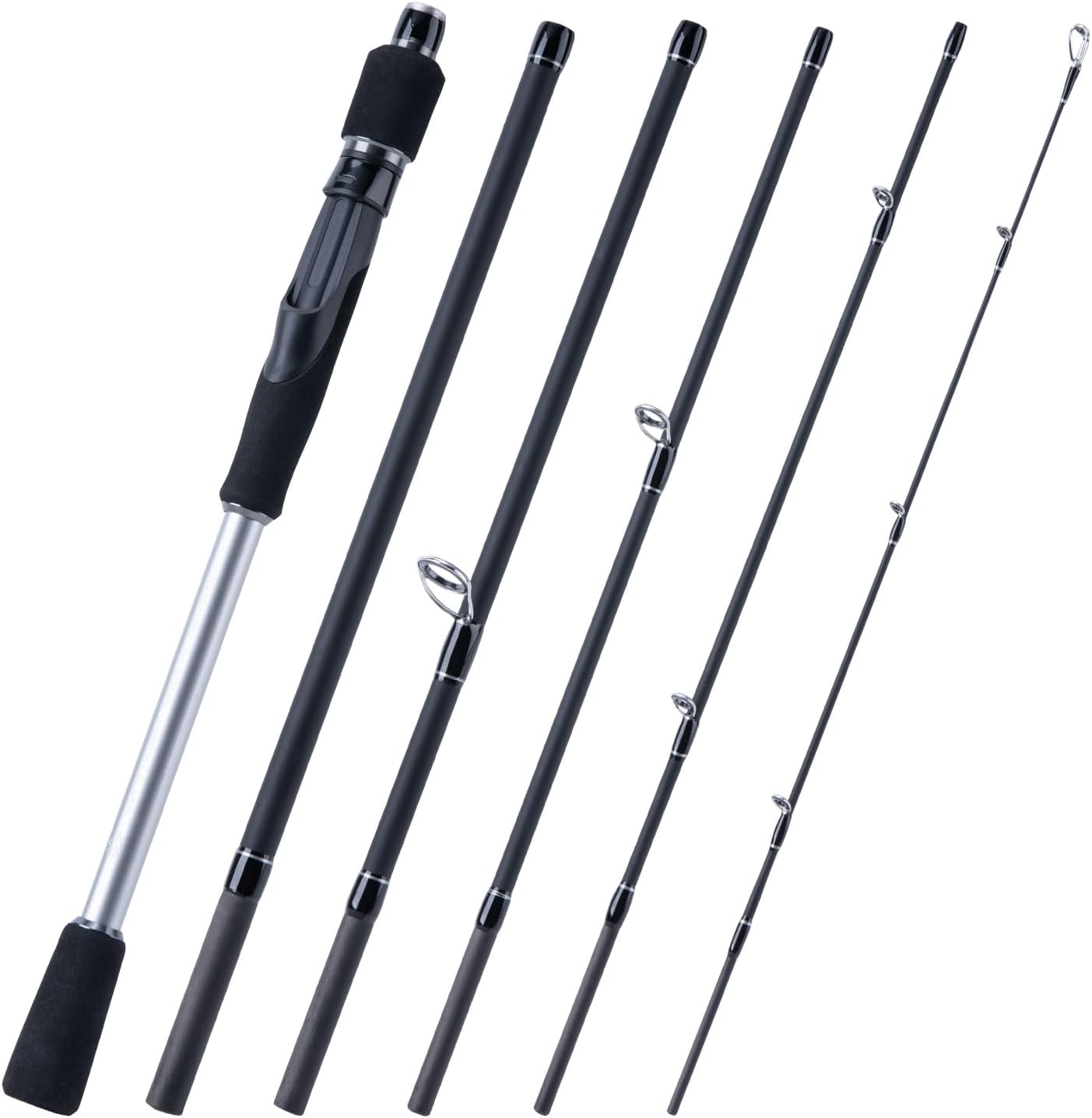 Goture Travel Fishing Rod - Spinning Fishing Rods - Portable 5/6 Sections Adjustable-Length Lightweight 24T Carbon Fiber Fishing Rods for Saltwater Freshwater Trout Bass Walleye Pike, Black · v3