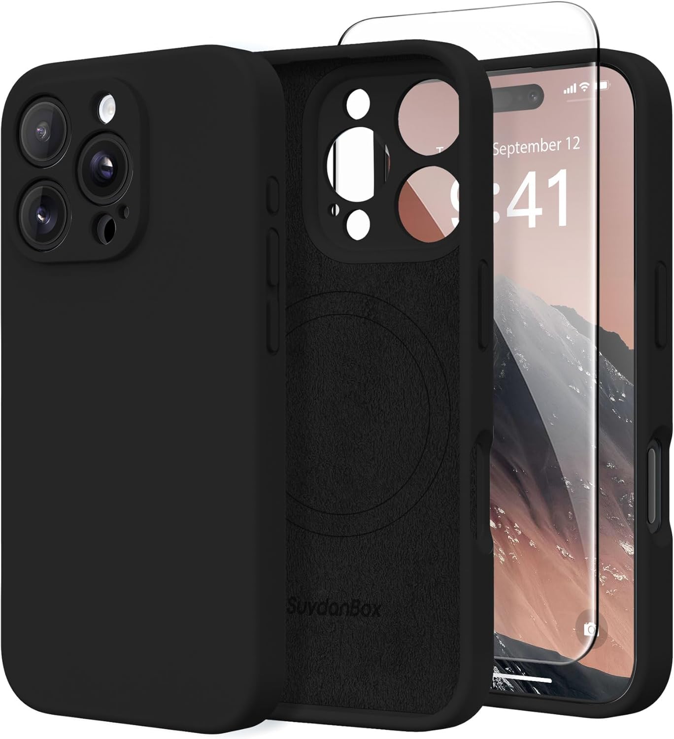 Magnetic for iPhone 16 Pro Max Case, Compatible with MagSafe, [Full Camera Protection][2 Screen Protectors] Silicone Shockproof Protective Phone Case for iPhone 16 Pro Max 6.9, Black · v6