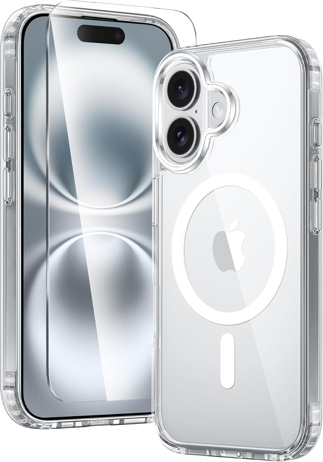 FNTCASE for iPhone 16 Plus Case: Clear Case Magnetic Military Grade Drop Protection Anti Yellowing Cell Phone Cover - Rugged Shockproof Protective Bumper Transparent Cases(Clear) · v7