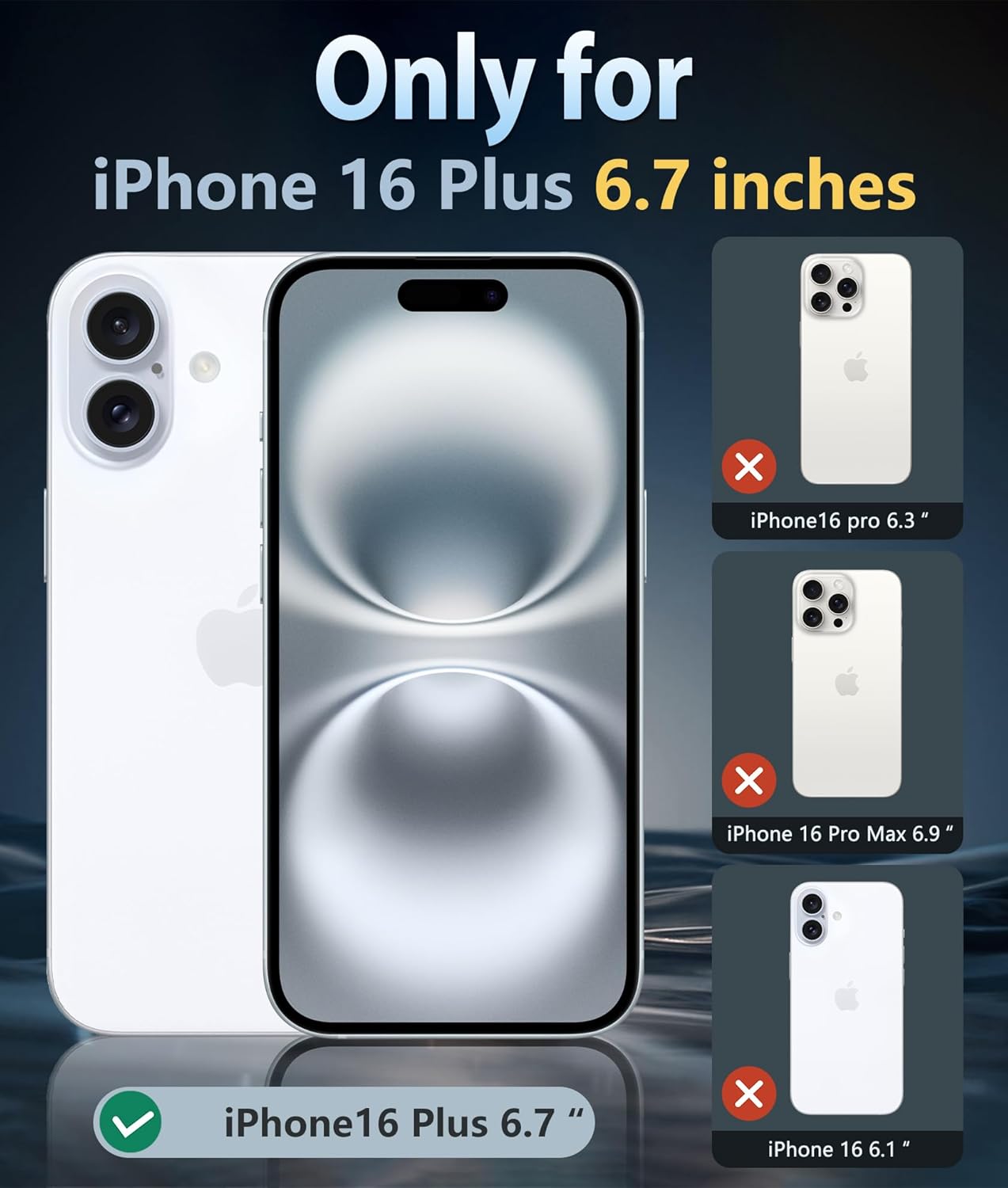 FNTCASE untuk iPhone 16 Plus Case: Casing Bening Magnetik Kelas Militer Pelindung Jatuh Anti Menguning Penutup Ponsel - Bumper Pelindung Tahan Guncangan Kasar Casing Transparan (Bening)